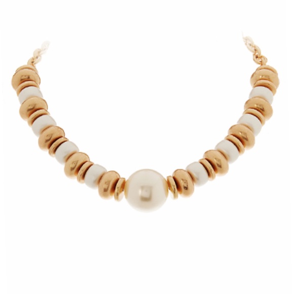 Disk & Big Pearl Pandent Necklace - Picture 1 of 2